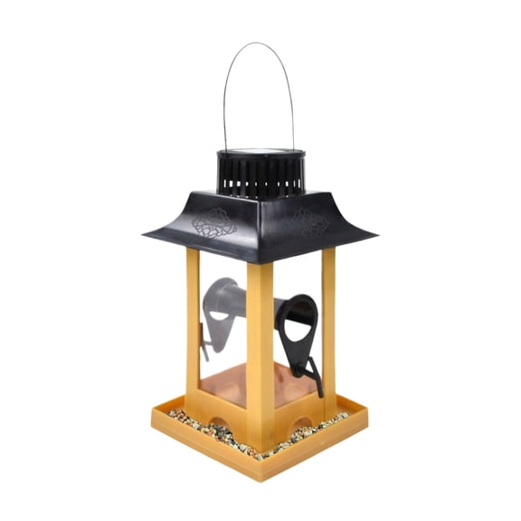 Outdoor Bird Feeder Wild Bird Hanging Lantern Station Semi-Automatic Anti-Spillage Feeding Device for Garden Balcony Courtyard Waterproof Durable Seed Tray