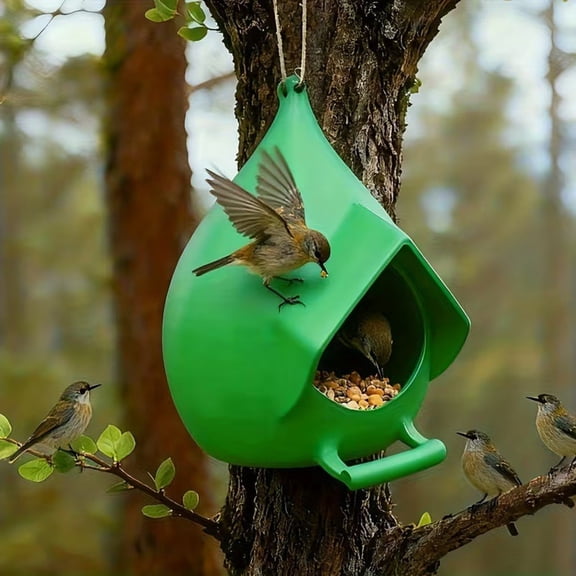 Outdoor Bird House, Cute Bird Feeder with A Vibrant Green Leaf-Style design and Easy-Hang Loop, for Using As A Versatile Bird Feeder Hanger to attract Various Feathered Visitors