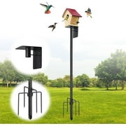 LCOKEIY Outdoor Bird House Pole,74 Inch Heavy Duty Bird Feeder Pole Mount Kit with 5-Prong Base for Birds Watching