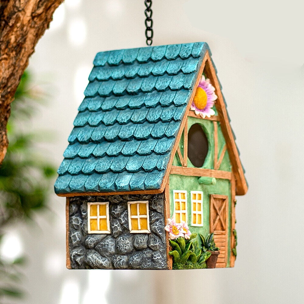 Outdoor Bird Houses Hand-Painted Birdhouses for Outdoor Hanging Bird Feeders House, Decorative Bird Nest for Garden Indoor Gift, Bird House