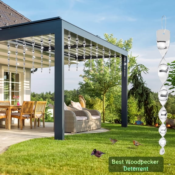 Outdoor Bird Repellent Device Hanging Silver Reflective Rotary Wind Driven Bird Scarer Rod for Garden Yard Farm Anti-Bird Protection Deterrent Tool