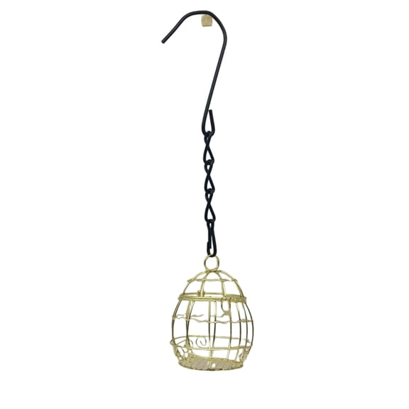 Outdoor Birdcage Feeder with Hanging Hook, Metal Wire Hanging Birds Feeder, for Garden Courtyard Tree Branches, Gold