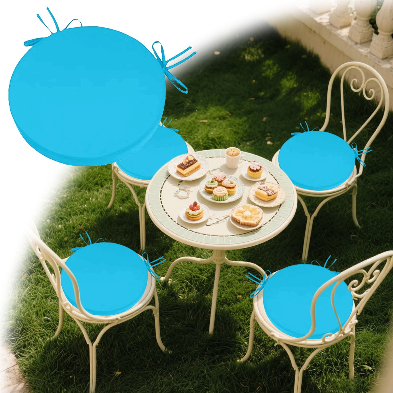 Outdoor Bistro Chair Cushions-Round Waterproof Patio Seat Cushions with Removable&Machine Washable Cover,Fade-Resistant Garden Chair Pads for Dining Chairs,Indoor/Outdoor Furniture Accessories