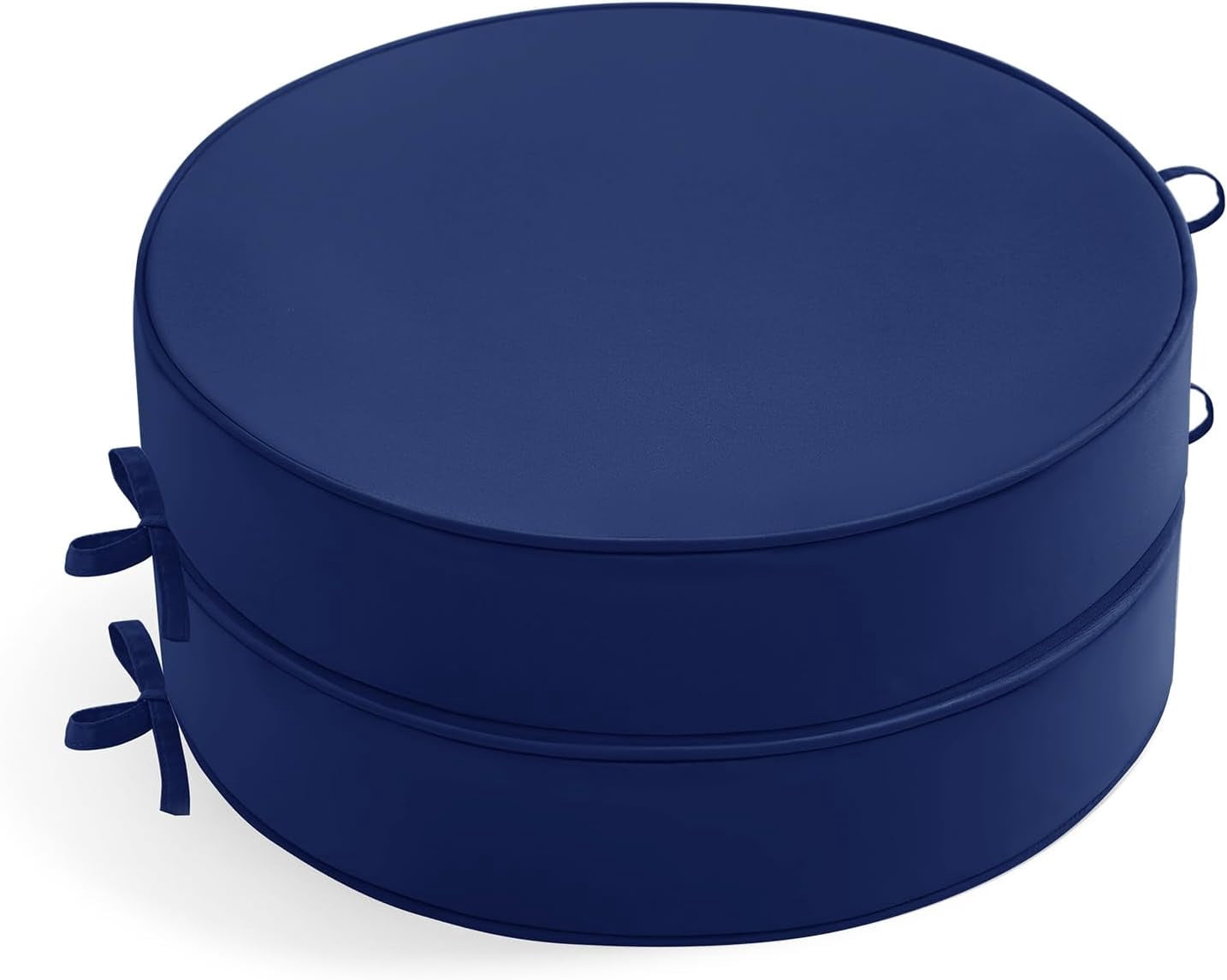 Outdoor Bistro Chair Cushions Set of 2, 15" D x 3" H Round Chair Cushions Waterproof and Fade Resistant Chair Cushion Pads with Non-Slip Ties and Removable Covers for Garden, Navy Blue