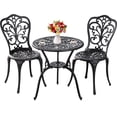 thumbnail image 1 of Outdoor Bistro Set 3 Piece Patio Bistro Set, Cast Aluminum Bistro Table and Chairs Set of 2, Small Patio Table Set for Porch, Black, 1 of 8