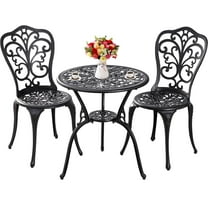 Outdoor Bistro Set 3 Piece Patio Bistro Set, Cast Aluminum Bistro Table and Chairs Set of 2, Small Patio Table Set for Porch, Black