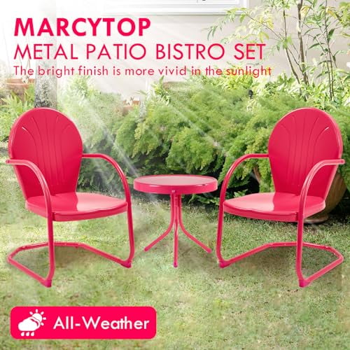 Outdoor Bistro Set, 3 Pieces Retro Metal Porch Furniture Set, All