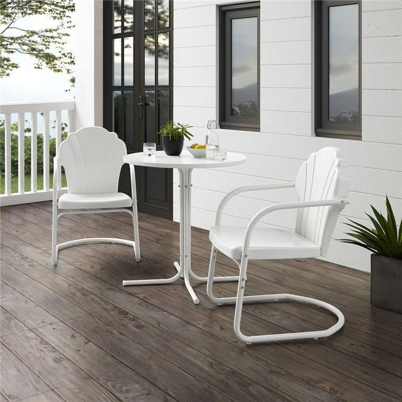 Claustro Tulip 3-Piece Steel Outdoor Bistro Set with Bistro Table and 2 ...