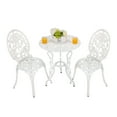 thumbnail image 1 of Villeston 3-Piece Cast Aluminum Outdoor Patio Bistro Table and Chair Set, Rose Pattern for Garden, White, 1 of 8