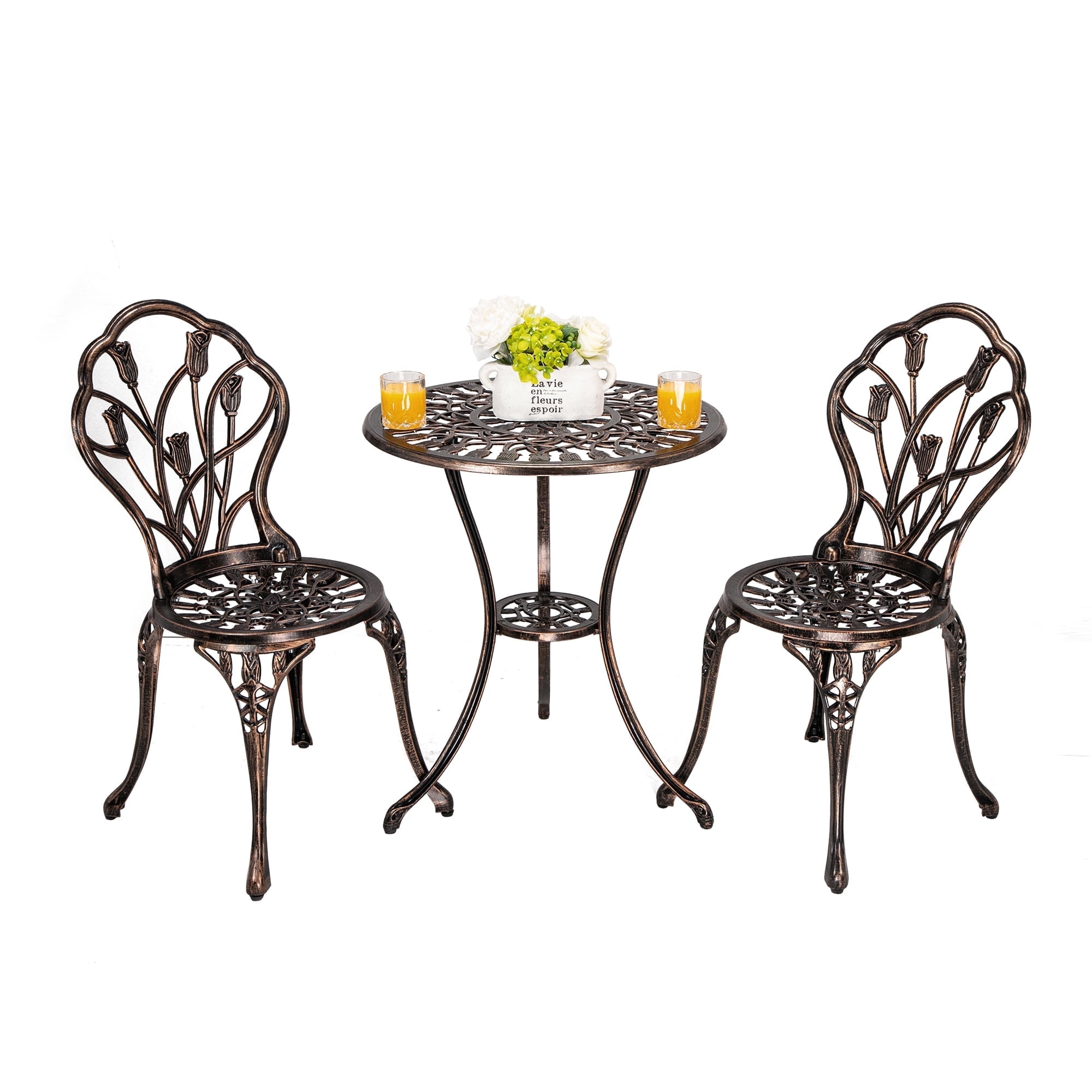 Villeston Outdoor Bistro Table and Chair set of 2, 3 Piece Outdoor ...