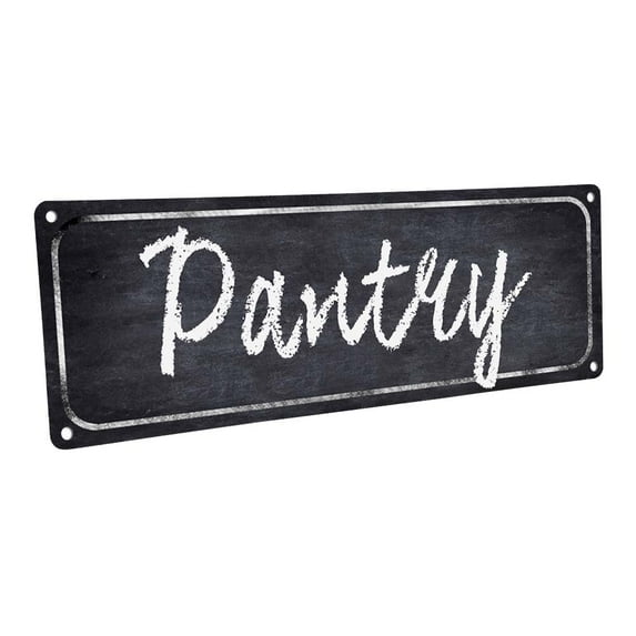 Outdoor Black Pantry 4"x12" Metal Sign, Wall Décor for Kitchen and Dining