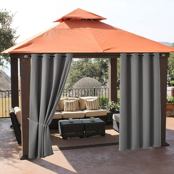 Outdoor Blackout Curtains, Heavy Weighted Patio Waterproof Curtains, Rustproof Grommet Drapery for Pergola Cabana Corridor Terrace Pavilion, 1 Panel