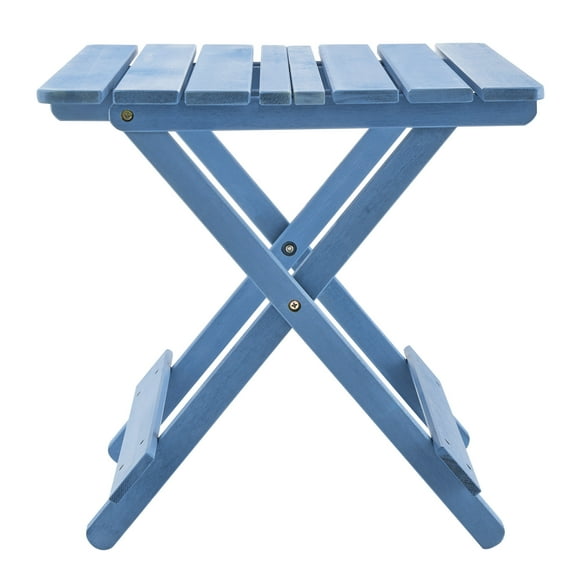 Outdoor Blue Folding Table - Solid Wood, Portable, For Backyard, Balcony Wood Patio In Strong, Backyard