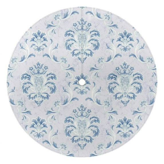 Outdoor Blue Grey Baroque Tablecloth with Umbrella Hole and Zipper,Round Waterproof Wrinkle Free Table Cloth Decorative Fabric Washable Table Cover for Patio, Party, Picnic 60 X 60 Inch