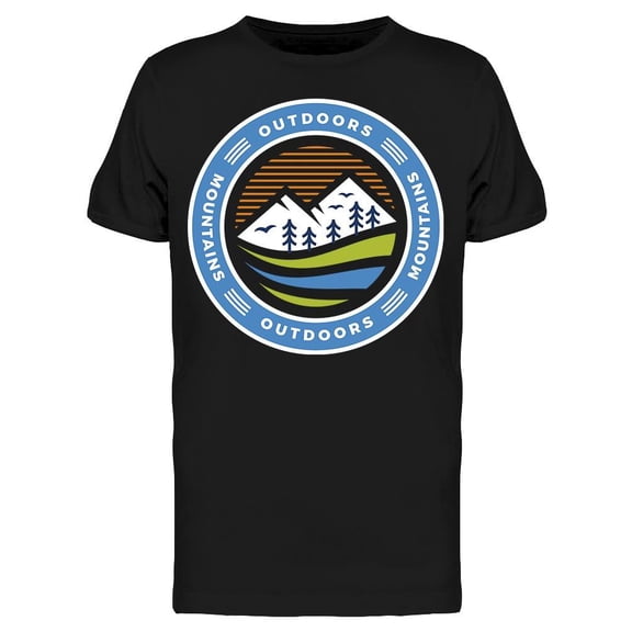 Outdoor Blue Mountain Patch T-Shirt Men -Image by Shutterstock, Male Small