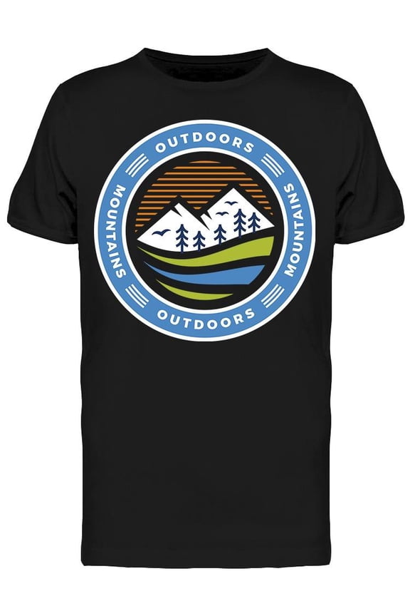 Outdoor Blue Mountain Patch T-Shirt Men -Image by Shutterstock, Male Small