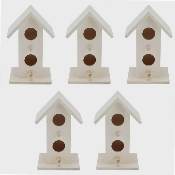 Outdoor Bluebird House,5Pcs Wood Birdhouse Garden Weatherproof Nesting Bird Cage for Bluebird Finch Chickadee Wild Bird Viewing