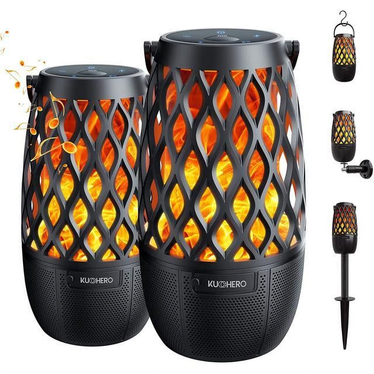 Outdoor Bluetooth Speaker with Light, Realistic Flame Effect, Sync