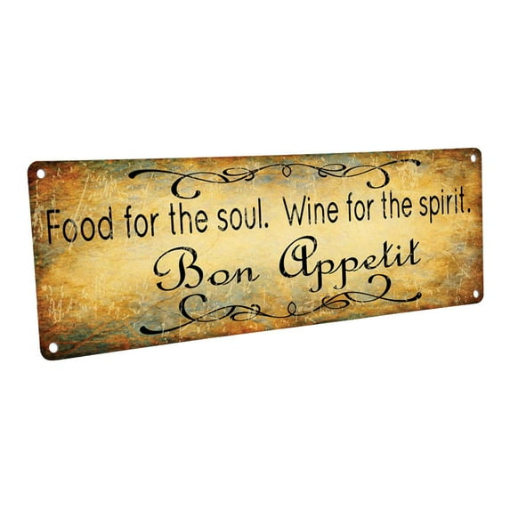 Outdoor Bon Appetit 4"x12" Metal Sign, Wall Décor for Kitchen and Dining