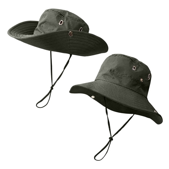 Outdoor Boonie Hat Wide Brim Sun Protection Hat Adjustable Chin Strap Breathable Fishing Hiking Cap