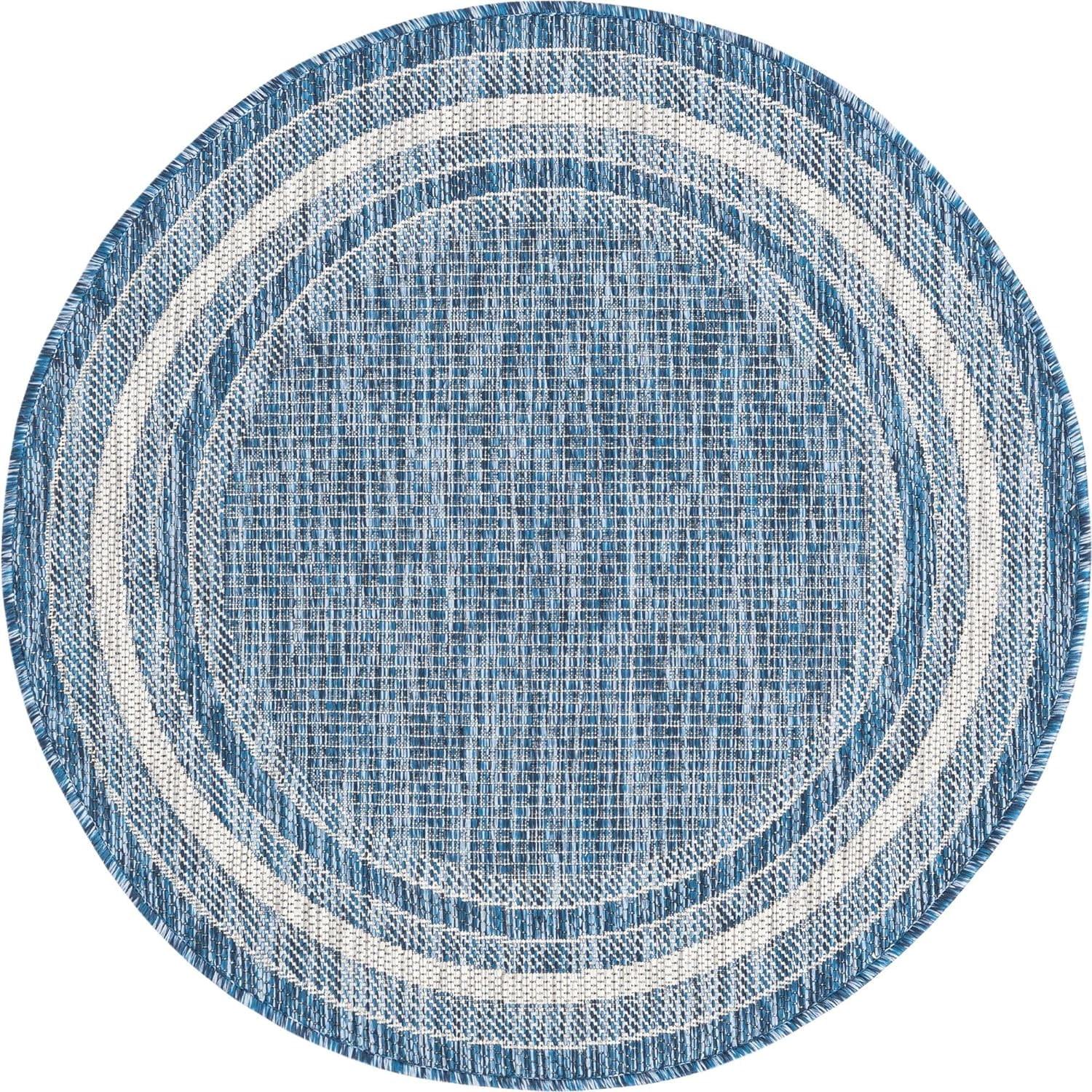 Elysian Blue 3 ft Round Synthetic Outdoor Rug, Stain-Resistant