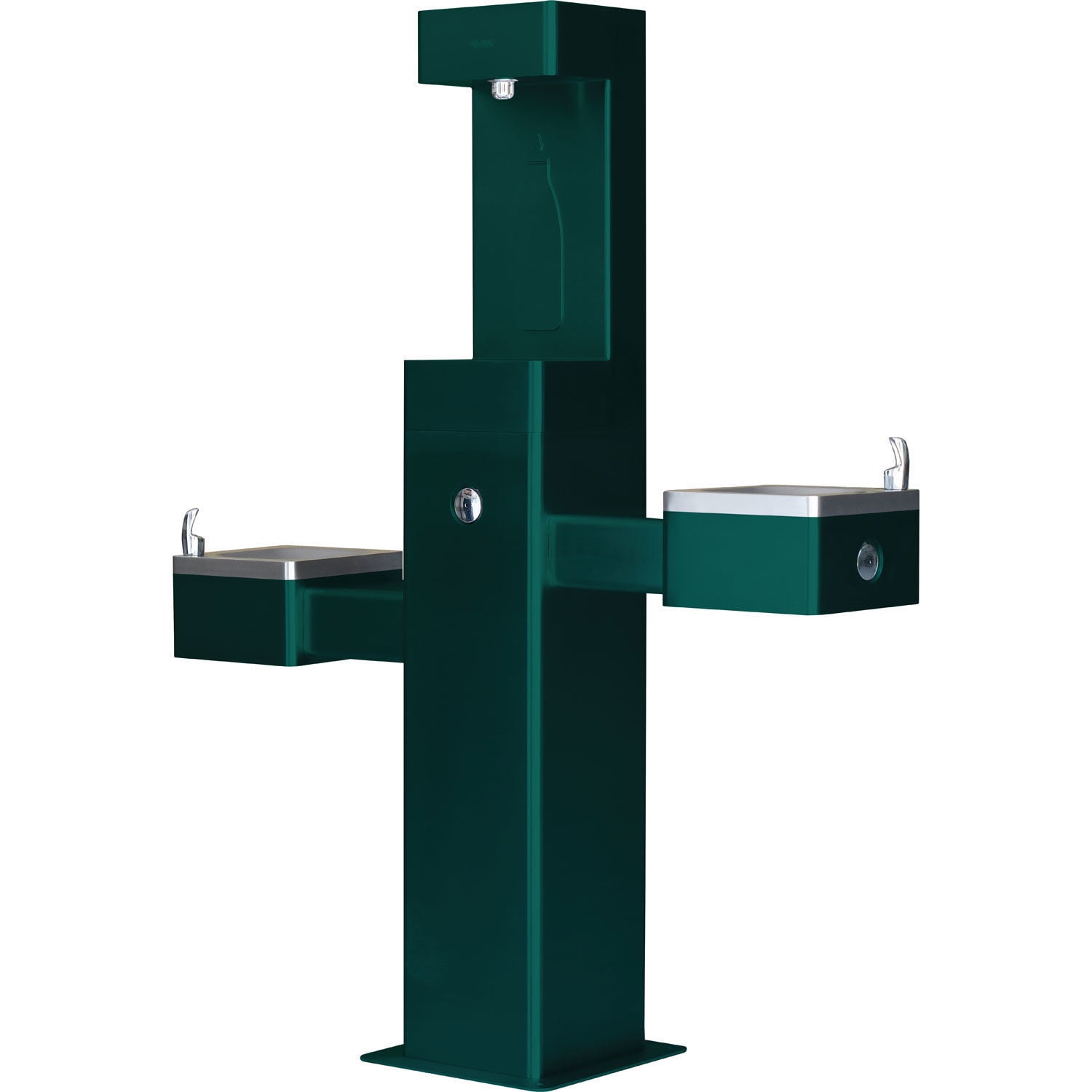Outdoor Bottle Filling Station & Bi-Level Drinking Fountain, Green Powder Coat