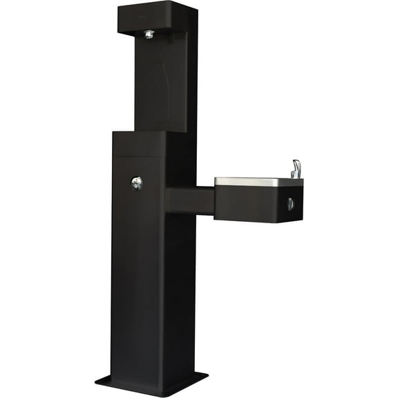 Outdoor Bottle Filling Station & Drinking Fountain, Black Powder Coat