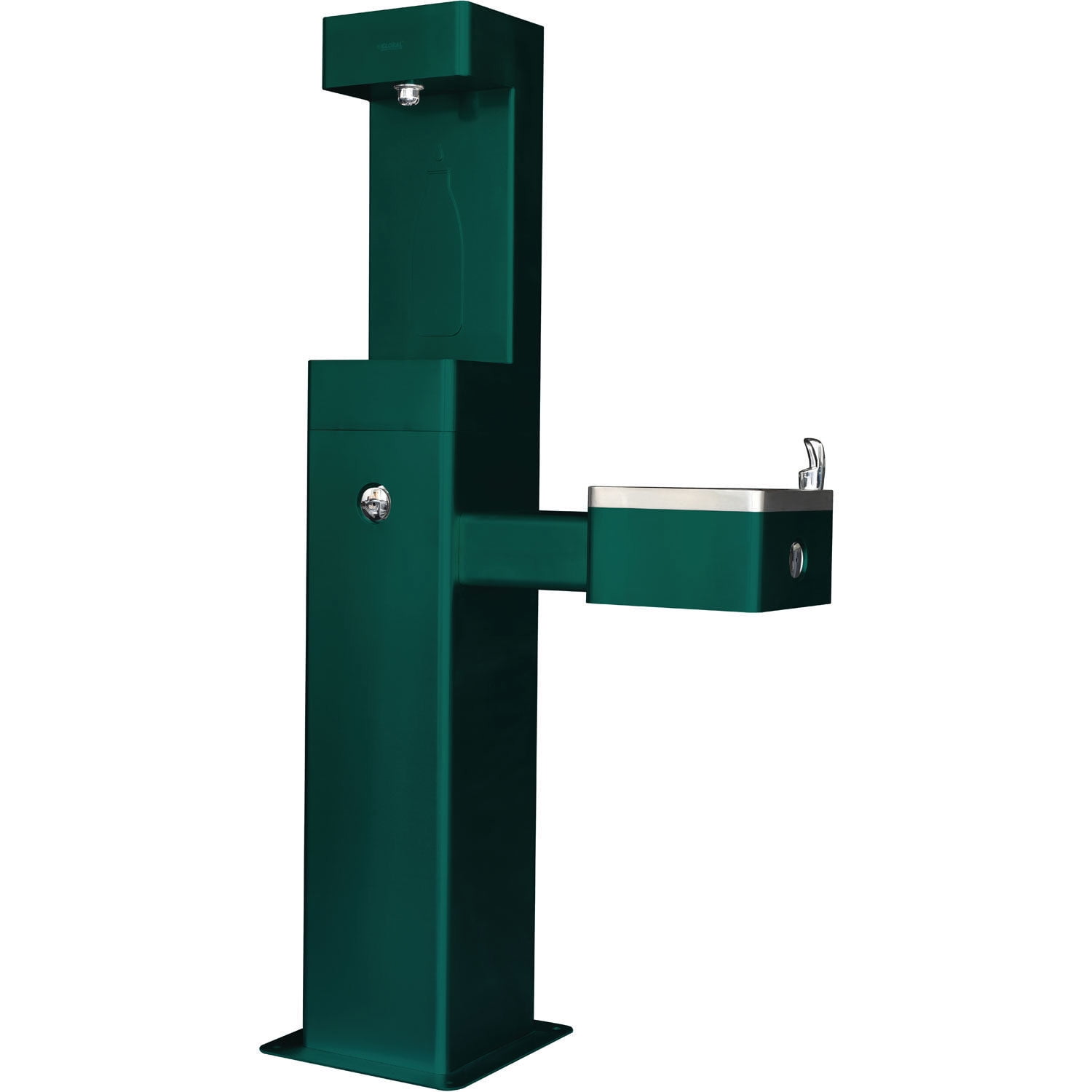 Outdoor Bottle Filling Station & Drinking Fountain, Green Powder Coat
