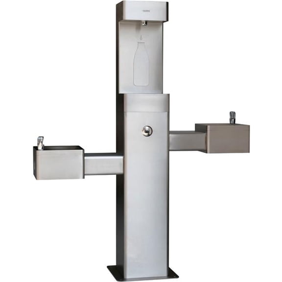 Outdoor Bottle Filling Station with Bi-Level Drinking Fountain, Stainless Steel