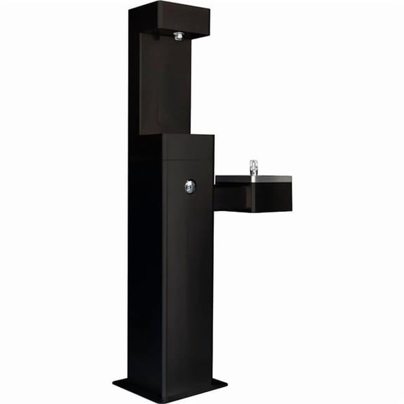Outdoor Bottle Filling Station with Drinking Fountain, Black
