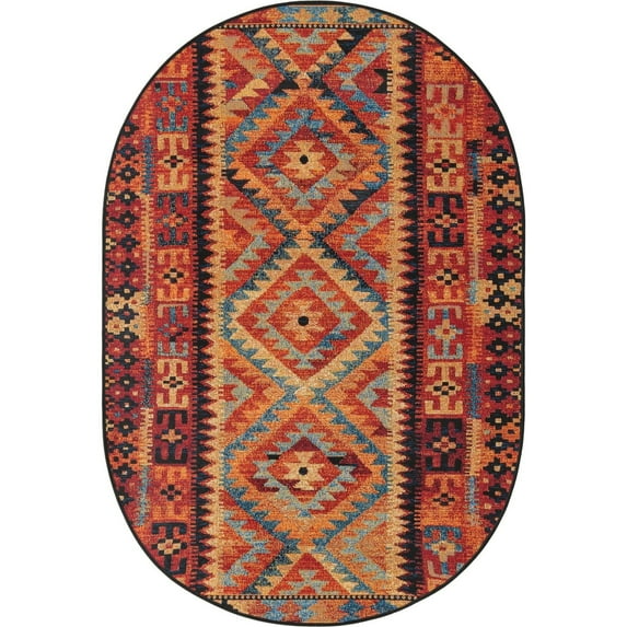 Outdoor Bounder Collection Area Rug Multi - 4'1"x6'1" Oval