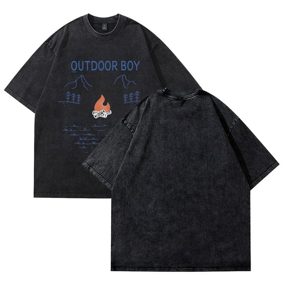 Outdoor Boys T-shirt Crewneck Short Sleeve Tee Women Men Streetwear Tops Hip Hop Clothes Cotton T-shirt