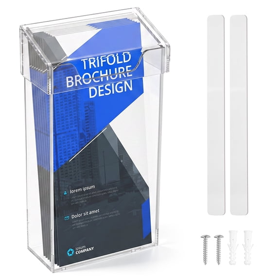 Outdoor Brochure Holder Waterproof, Clear Acrylic Weatherproof Flyer Box with Lid for Real Estate, Restaurant Menus, and Wall Mounting