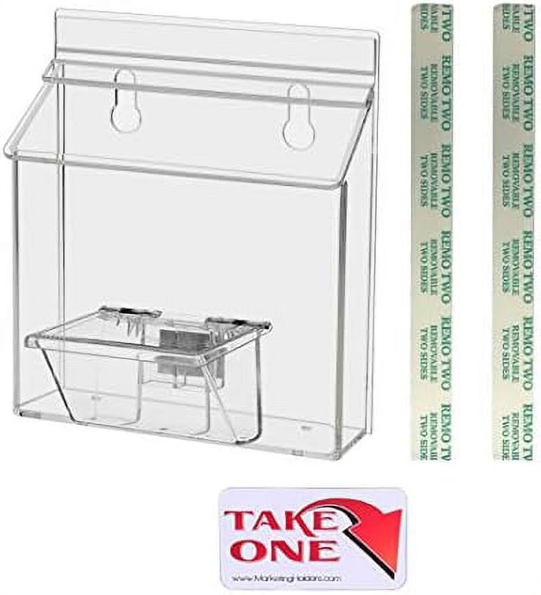 Outdoor Brochure Holder with Lid Mount Outside Bin Holds 6" x 4