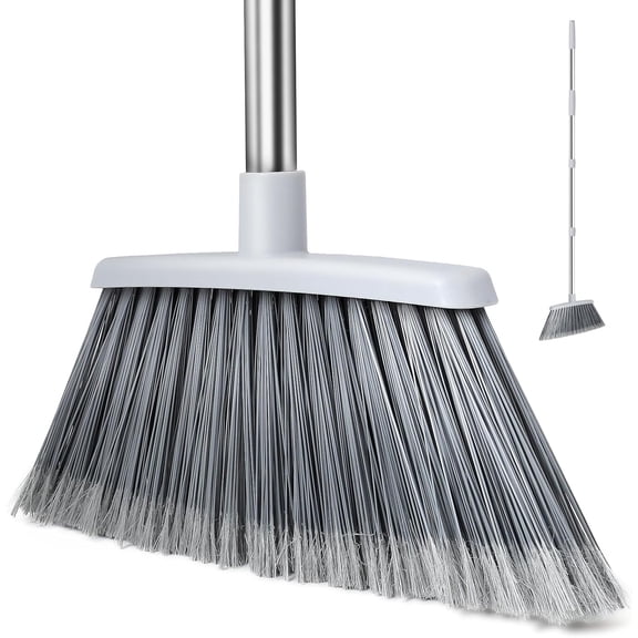 Outdoor Broom Adjustable 55" Heavy Duty Indoor and Outdoor Sweeping for Floors Pet Hair Removal Garage Kitchen Patio Commercial Industrial Snow Pack of 1