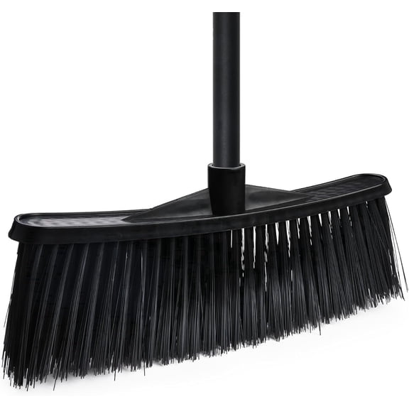 Zthluyc Outdoor Broom 53.5 inch with Adjustable Long Handle, Stiff Bristles for Sweeping Garage, Patio, Deck, and Sidewalks, 5-layer bristles Stiff Broom for indoor and outdoor Cleaning, Black