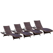 Outdoor Brown Wicker Lounge (Set of 4)