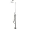 thumbnail image 1 of Outdoor Brushed Nickel Shower Faucet Kit, Exposed Shower Faucet set Rainfall Shower Head Deck Mounted Shower Fixture, 1 of 5