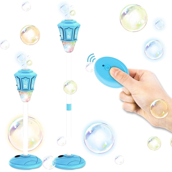 Outdoor Bubble Machine with Remote – Street Light Party Toy, Automatic Bubble Blower for Lawn, 2.4GHz RC, Rechargeable, Upward Bubble Spray – Perfect for Camping, Party, Wedding, Backyard Decoration