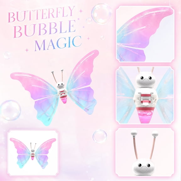 Outdoor Bubble Machine for Student, Butterfly for Girls, Portable Bubble Machines for Student, Bubble Machine, Led Gradient Light Up Butterfly Wing Back Mount Toys Supports Hands