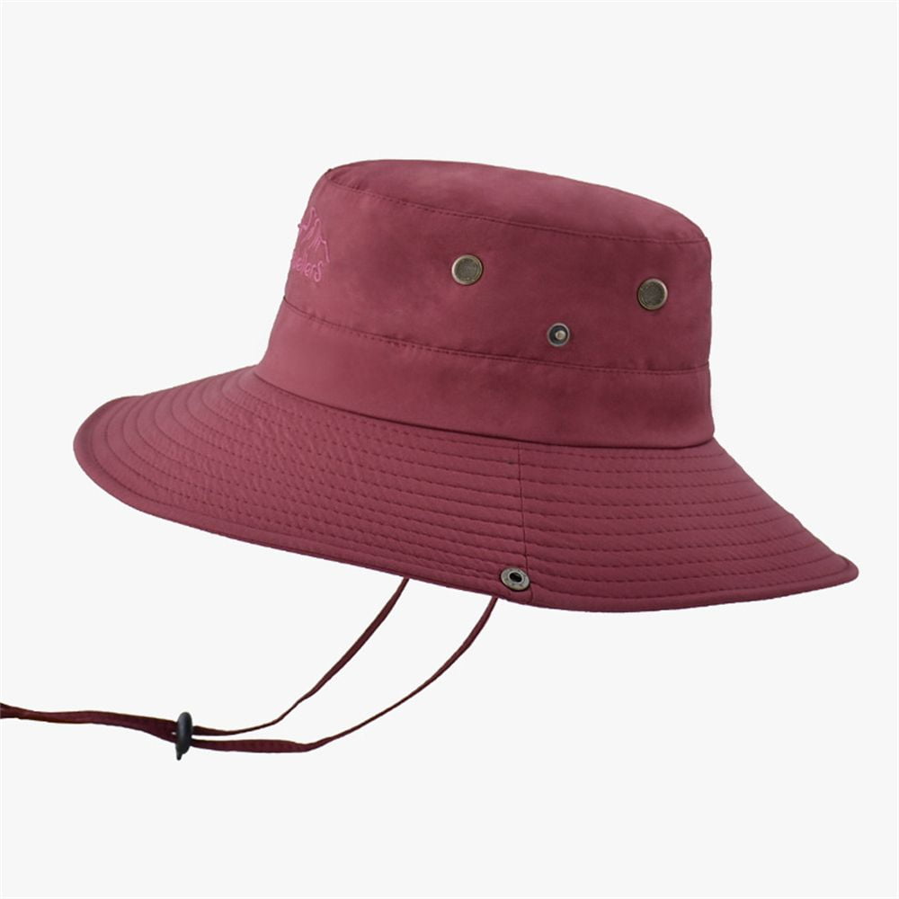 Outdoor Bucket Hat Army Green Mountaineering Summer Pot hat Sun Hat Fishing Hat  Wide Brim WINE RED 