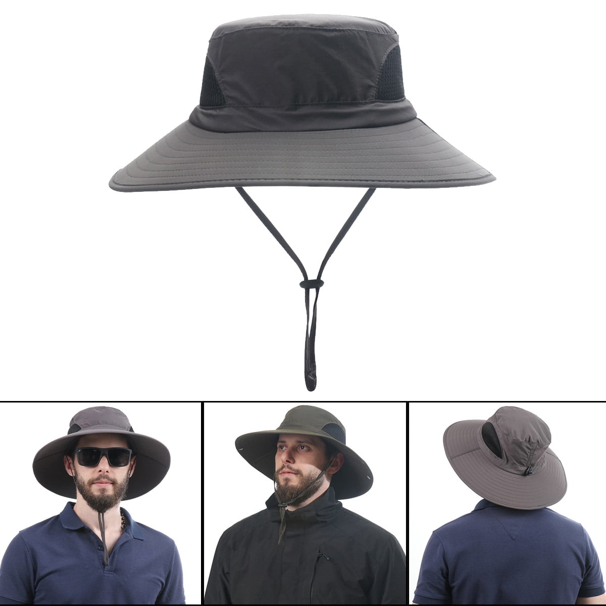 Outdoor Bucket Hat Men Summer Breathable Panama Cap Fishing Mesh Hat