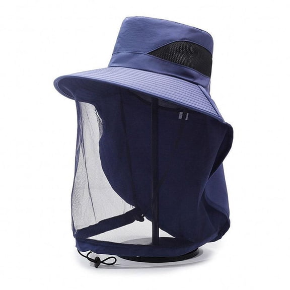 Outdoor Bug Net Hat with Wide Brim & Adjustable Chin Strap - Polyester, 1 Count