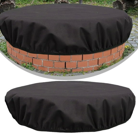 Outdoor Built In Fire Cover 600D Waterproof Round Builtin Fire Cover For Outdoor In-Ground Fire Pits 32/40/56in Protection Cover