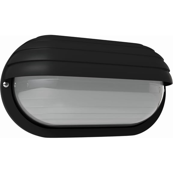 Outdoor Bulkhead Light Fixture, 9.5W 4000K Oval Wall Mount Nautical Lighting, Rust-Proof Build for Wet Locations, Porch Patio Dock & Exterior Lights, FE103/Black