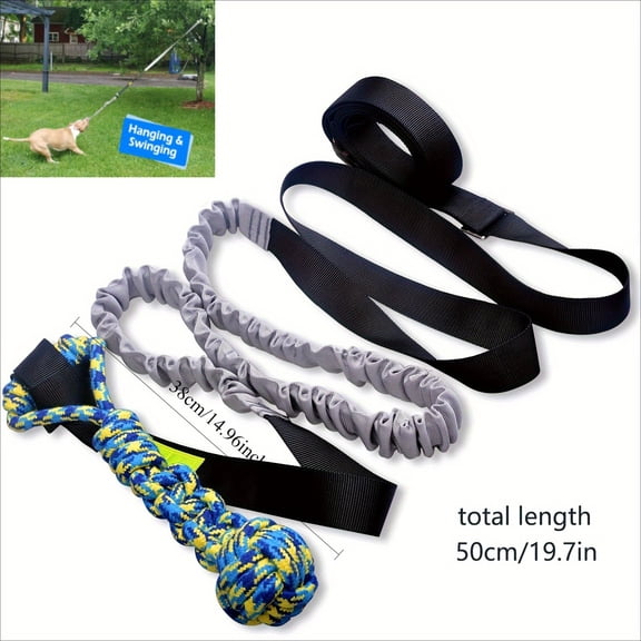 Outdoor Bungee Dog Tug Toy - Exercise Play Cord & Tether with Chew Rope for All Breeds, Solo Play & Stress Relief