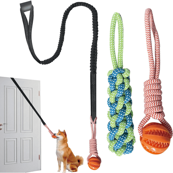 Outdoor Bungee Dog Tug Toy, Hanging Tree Interactive Dog Rope Toy for Chewing, Pulling & Exercise Training, Durable Elastic Tether Toy for Small & Medium Dogs