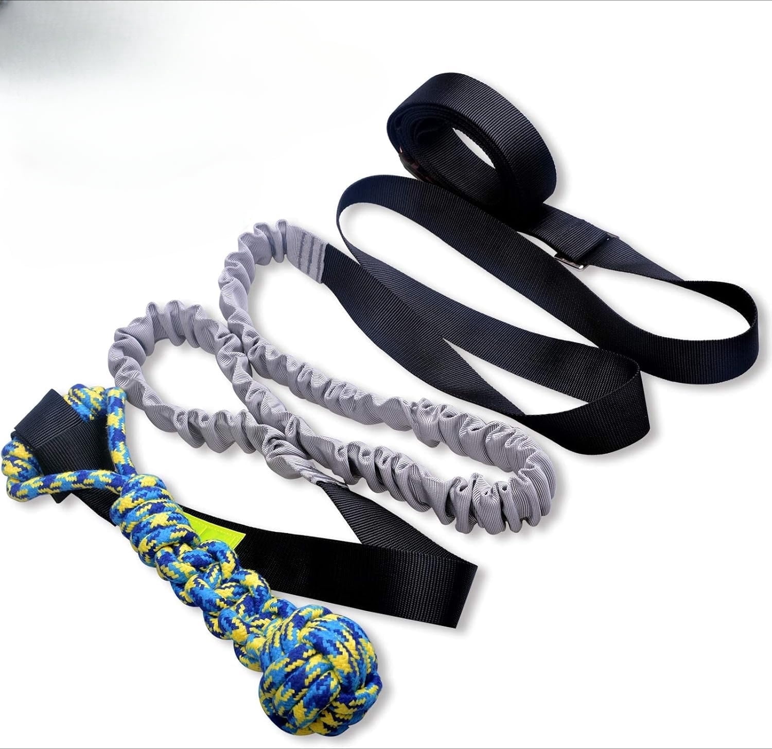 Outdoor Bungee Tug Toy，Dog Toy Hanging from Tree for Small to Large Dogs, Interactive Exercise Play Cord & Tether with Chew Rope Toy (Black)