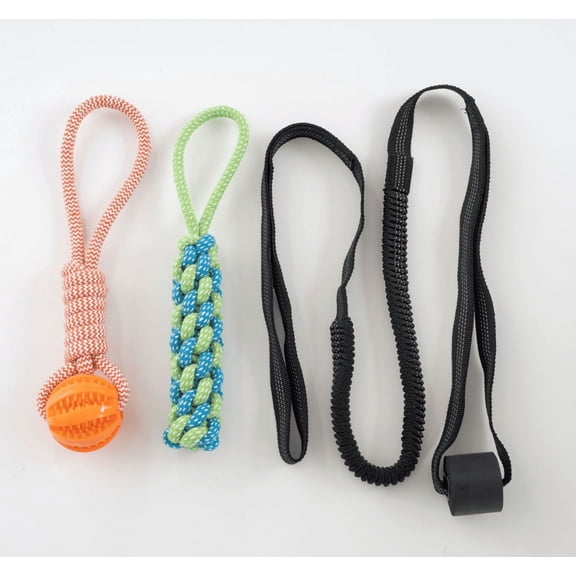 Outdoor Bungee Tug dog Toy, Hanging Tree Tug Toy for tree stump, Interactive Exercise Play Cord & Tether with Chew Rope Toy