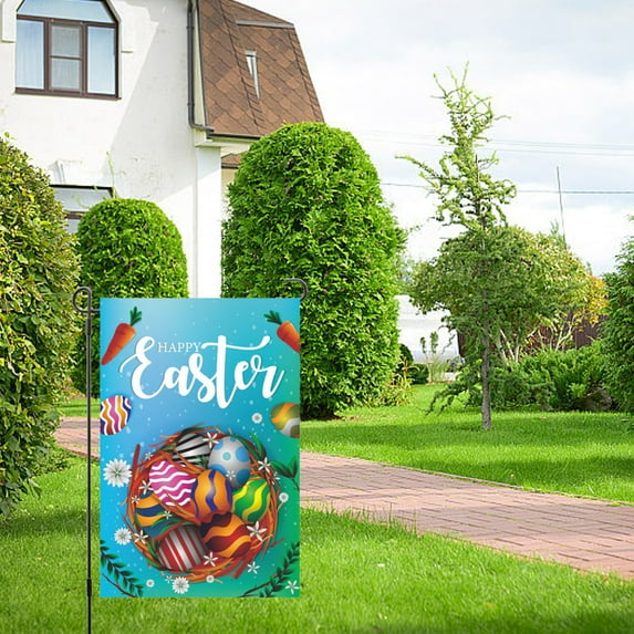 Outdoor Bunny Decor Easter, Easter Garden Sign 12x18 Inch Spring Garden Outdoor Sign Personalized Easter Decorations Double Sided Easter Yard Decoration Gift